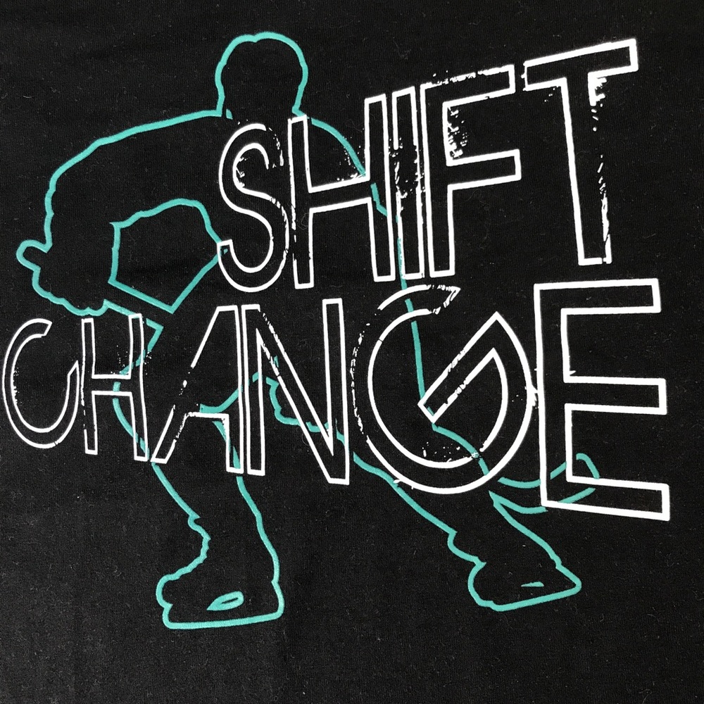 Hockey t-shirt: black small Shift Change